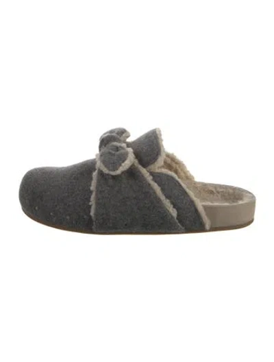 Pre-owned Loeffler Randall Wool Printed Mules In Gray