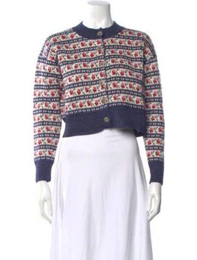 Pre-owned Loeffler Randall Wool Striped Sweater W/ Tags In Blue