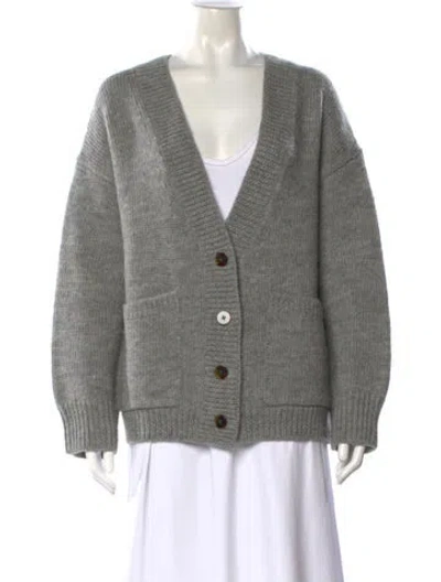 Pre-owned Loeffler Randall Wool V-neck Sweater In Gray