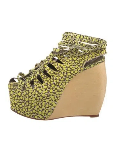 Pre-owned Loeffler Randall X Suno Canvas Printed Slingback Pumps In Yellow