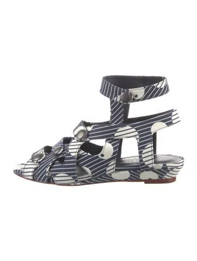 Pre-owned Loeffler Randall X Suno Canvas Striped Gladiator Sandals In Blue