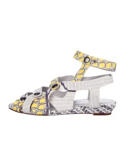Pre-owned Loeffler Randall X Suno Printed Flats In White
