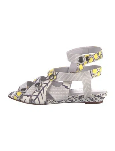 Pre-owned Loeffler Randall X Suno Printed Slingback Flats In Multi