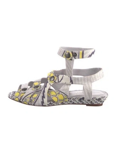 Pre-owned Loeffler Randall X Suno Printed Slingback Flats In Multi