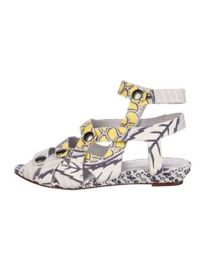 Pre-owned Loeffler Randall X Suno Printed Slingback Flats In Multi