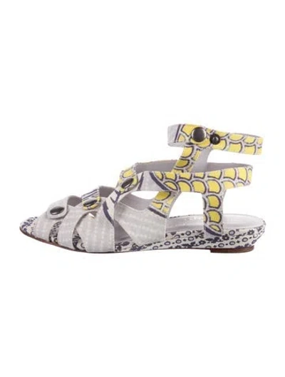 Pre-owned Loeffler Randall X Suno Printed Slingback Flats In Silver