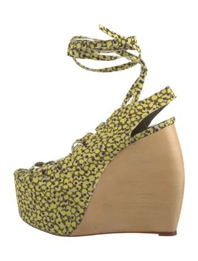 Pre-owned Loeffler Randall X Suno Printed Slingback Pumps In Yellow