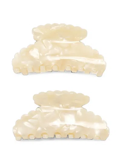 Loeffler Randall Yuri Scalloped Hair Clips Set (set Of Two) In Neutral