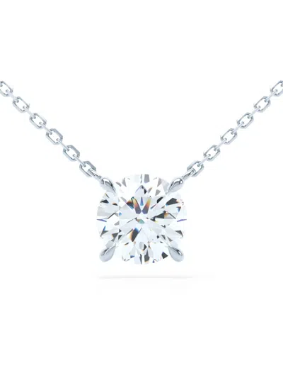 Loev 18k Recycled White Gold Floating Brilliant Diamond Necklace In Silver