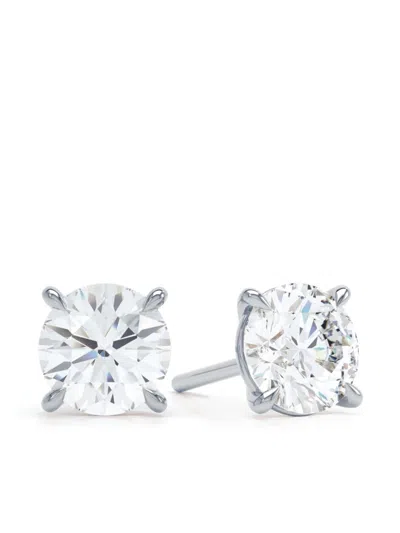 Loev 18kt Recycled White Gold Diamond Earrings In 银色