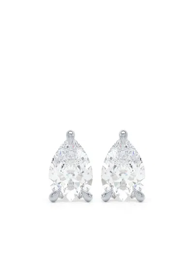 Loev 18kt Recycled White Gold The Pear Diamond Earrings In Silver