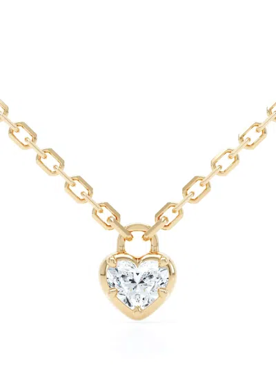 Loev 18kt Recycled Yellow Gold Curve Heart Lock Diamond Necklace