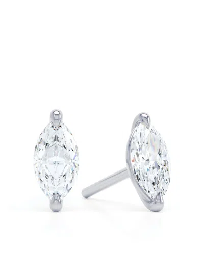 Loev 18kt White Gold The Marquise Diamond Stud Earrings In Silver