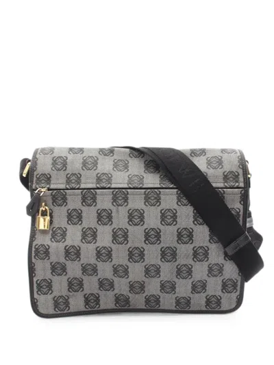 Pre-owned Loewe 00s Anagram Messenger Bag In Gray