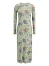 Loewe Women Morning Glory Print Cotton And Silk Multicolor Dress