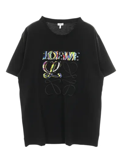 Pre-owned Loewe 10s Glitch Anagram T-shirt In Black
