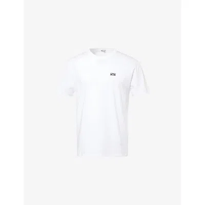 Loewe Mens Anagram-embroidered Cotton T-shirt White