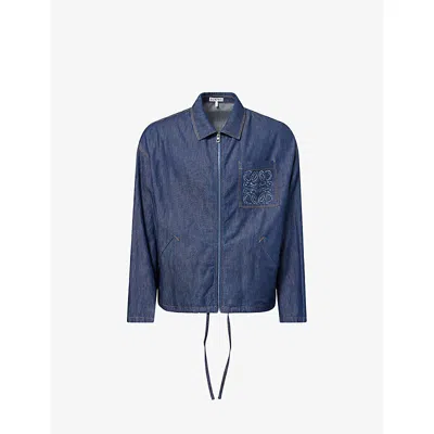 Loewe Mens Anagram-embroidered Denim Jacket Denim Blue