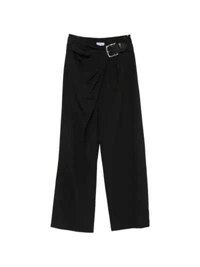 Loewe Belted Draped Trousers In 블랙