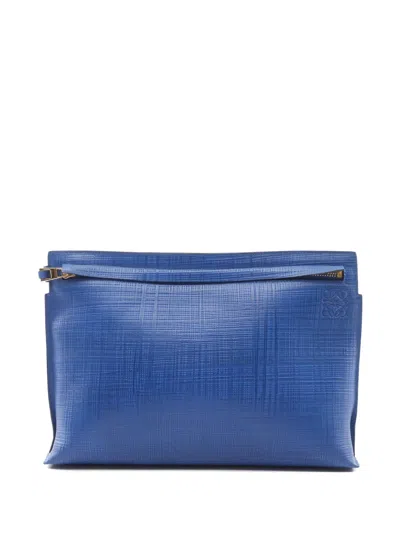 Pre-owned Loewe 1910s Anagram Leather Clutch Bag In Blue