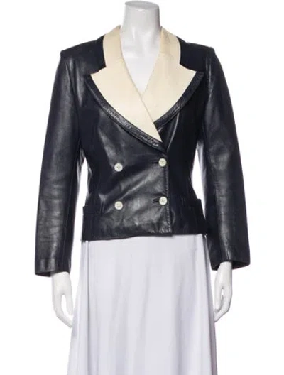 Pre-owned Loewe 1980's Leather Blazer In Blue