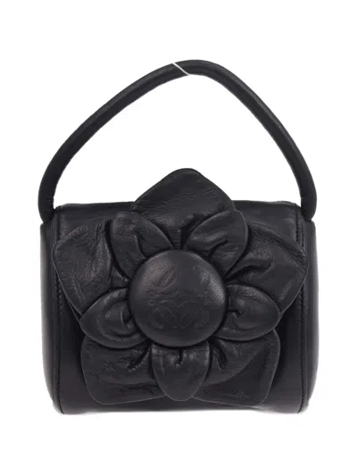 Pre-owned Loewe 1990-2000s Flower-detail Leather Tote Bag In Blue