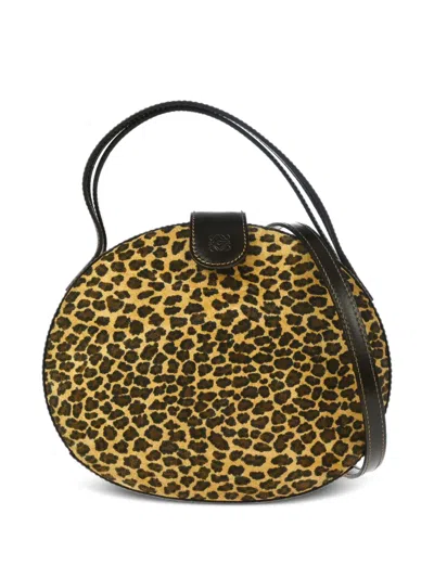 Pre-owned Loewe 1990-2000s Leopard-print Round 2way Tote Bag In Brown