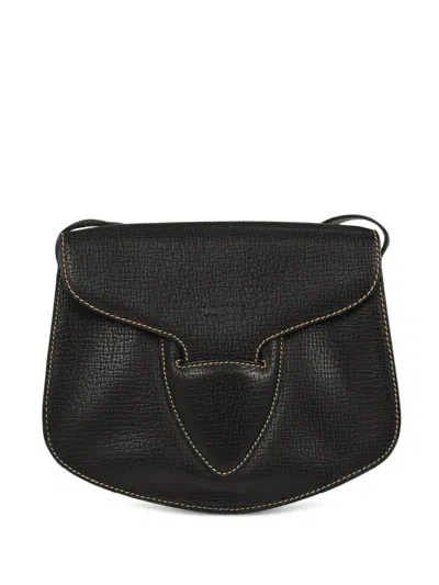 Pre-owned Loewe 1990-2000s Topstitch Shoulder Bag In Black