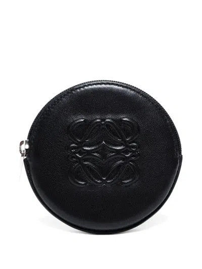Pre-owned Loewe 1990-2010 Mini Anagram Wallet In Black