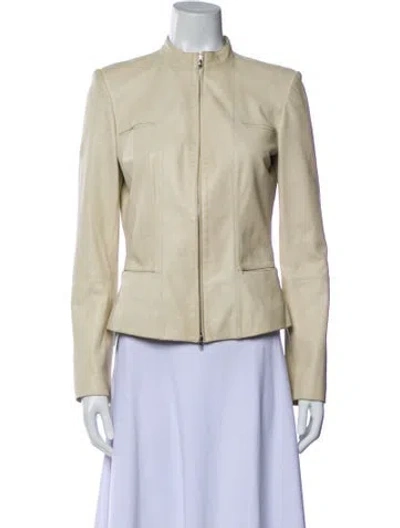 Pre-owned Loewe 1990's Leather Biker Jacket In Neutral