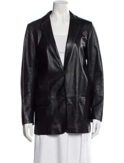Pre-owned Loewe 1990's Leather Blazer In Black