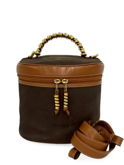 Pre-owned Loewe 1990-2000 Leather Velazquez Twist Vanity Bag Satchel In Brown