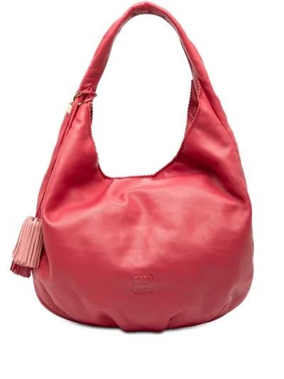 Pre-owned Loewe 1990-2000 Nappa Anagram Tassel Hobo Bag In Pink