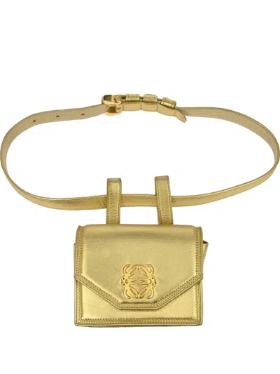 Pre-owned Loewe 1990-2000s Anagram Leather Belt Bag In Gold