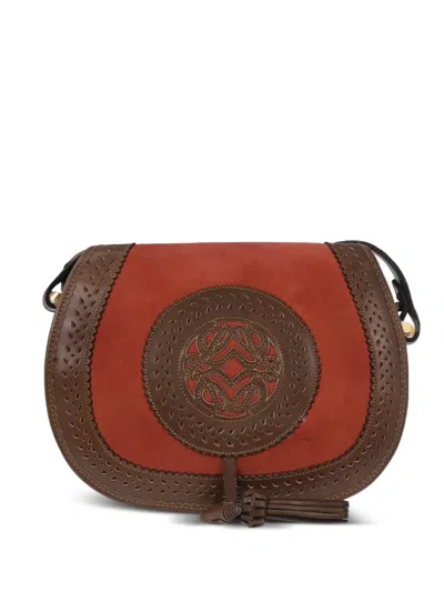 Pre-owned Loewe 1990-2000s Sevilla Collection Anagram Leather Crossbody Bag In Orange