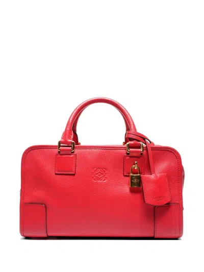 Pre-owned Loewe 1990s Amazona 28 Leather Tote Bag In Red