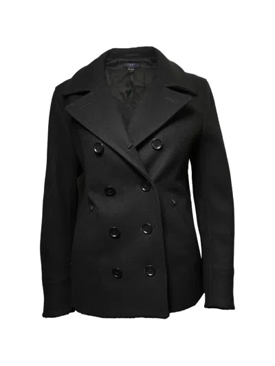 Pre-owned Loewe 1990s Double-breasted Wool Coat In Black