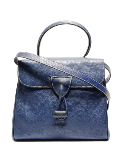 Pre-owned Loewe 1990s Leather Tote Bag In Blue