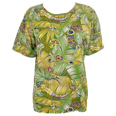 Pre-owned Loewe 1990s  Novelty Jewels Charms Leaf Print Size Large Tee Cotton T - Shirt In Brown
