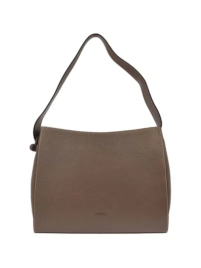 Pre-owned Loewe 1990s Textured Leather Shoulder Bag In Brown