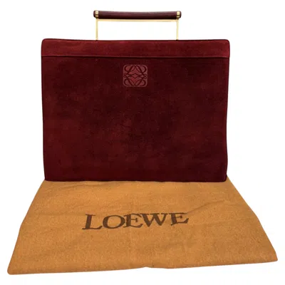 Pre-owned Loewe 1990s Vintage  Suede Business Flat Tote Bag Small In Brown
