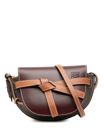 Pre-owned Loewe 1992 Mini Tricolor Leather Gate Crossbody Bag In Red