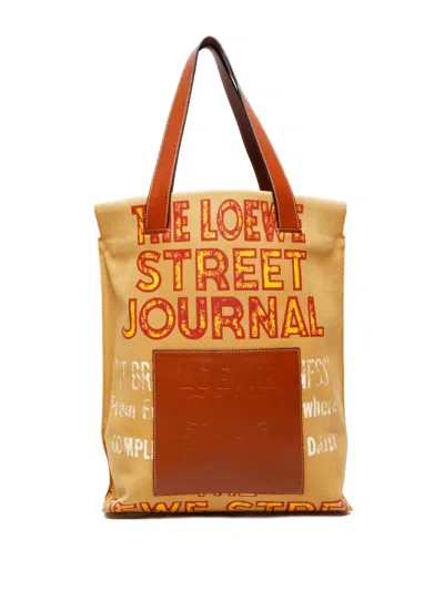 Pre-owned Loewe 2000-2015 Large Logo-patch Tote Bag In Brown