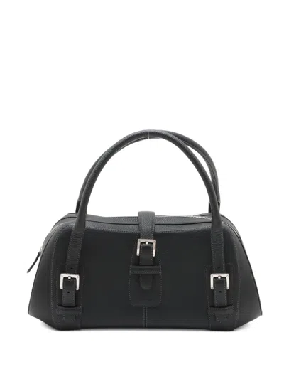 Pre-owned Loewe 2000-2015s Leather Buckled Handbag In Black