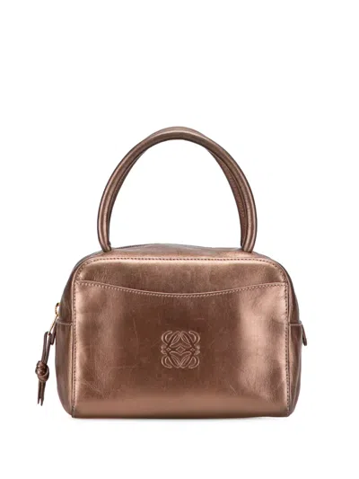 Pre-owned Loewe 2000-2020 Metallic Leather Anagram Handbag In Brown