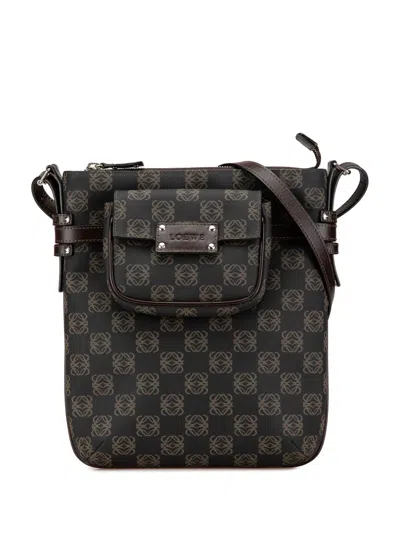 Pre-owned Loewe 2000-2024 Anagram Coated Canvas Crossbody Bag In Brown