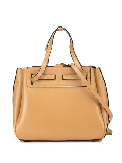 Pre-owned Loewe 2000-2024 Mini Leather Lazo Satchel In Brown