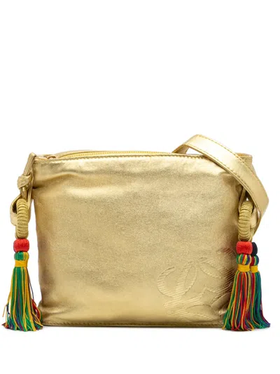 Pre-owned Loewe 2000-2024 Nappa Flamenco Tassel Crossbody Bag In Gold