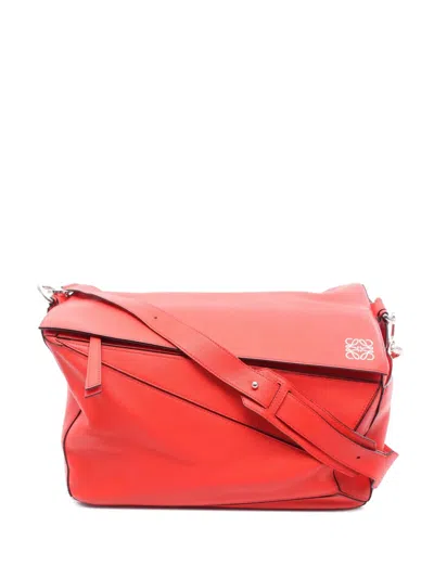 Pre-owned Loewe 2000-2025 Large Calfskin Puzzle Satchel In Red