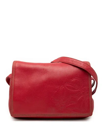 Pre-owned Loewe 2000-2025 Leather Anagram Flap Crossbody Bag In Red